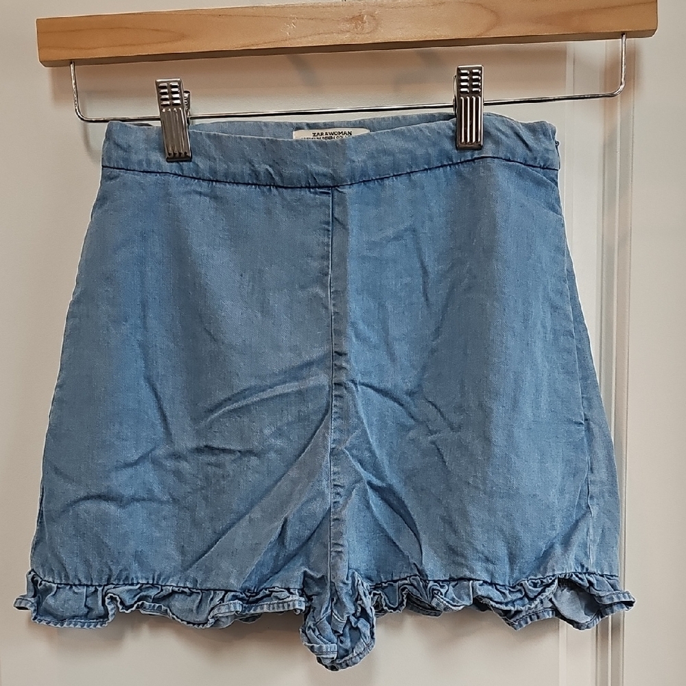 Zara Blue Jean Shorts High-Waisted Distressed